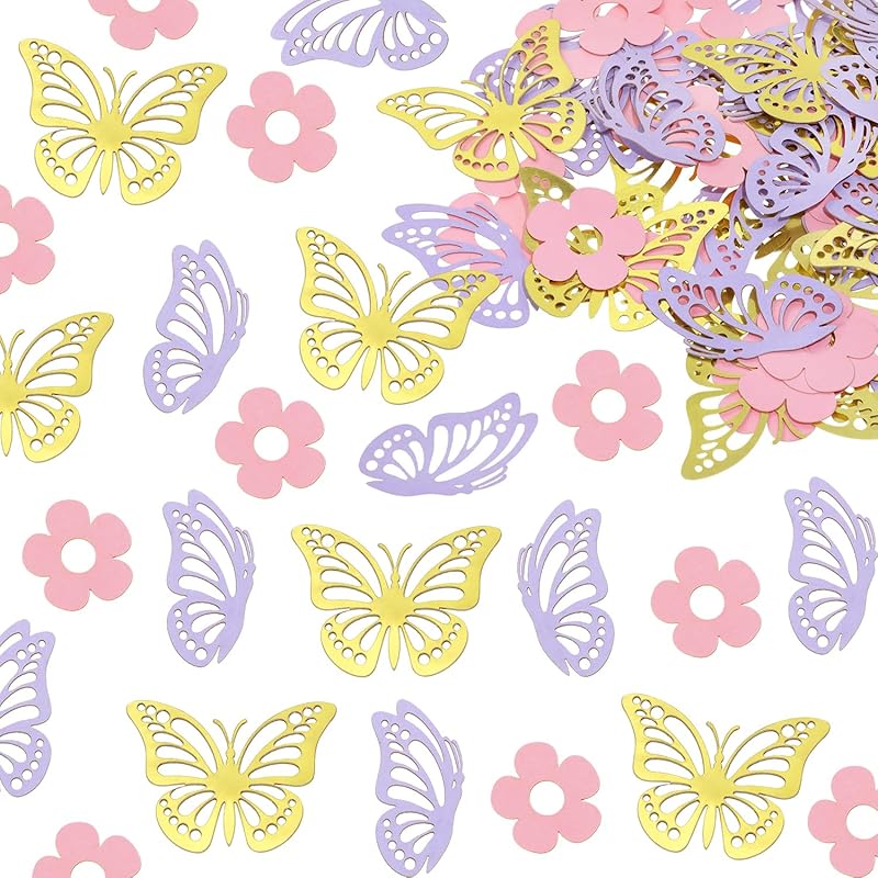 ONLYKXY 13g Butterfly Flower Table Confetti Decor Glitter Butterfly Decoration for Birthday Wedding Theme Thanks Giving Party Valentine's Mother's