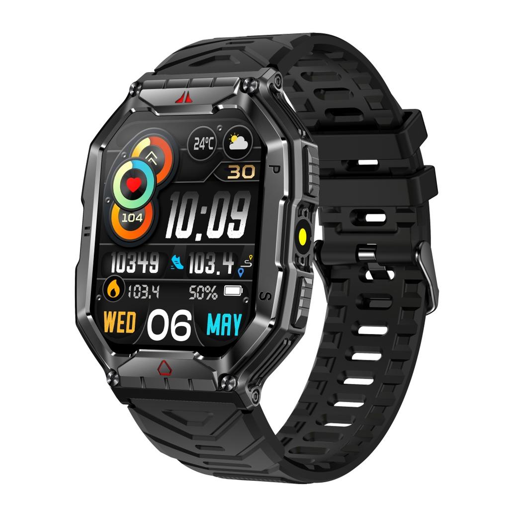 Rainbuvvy KR82 Умные часы 2,1-дюймовый AMOLED-экран Bluetooth-звонки Высотомер Барометрический компас Фонарик Наручные часы для активного отдыха