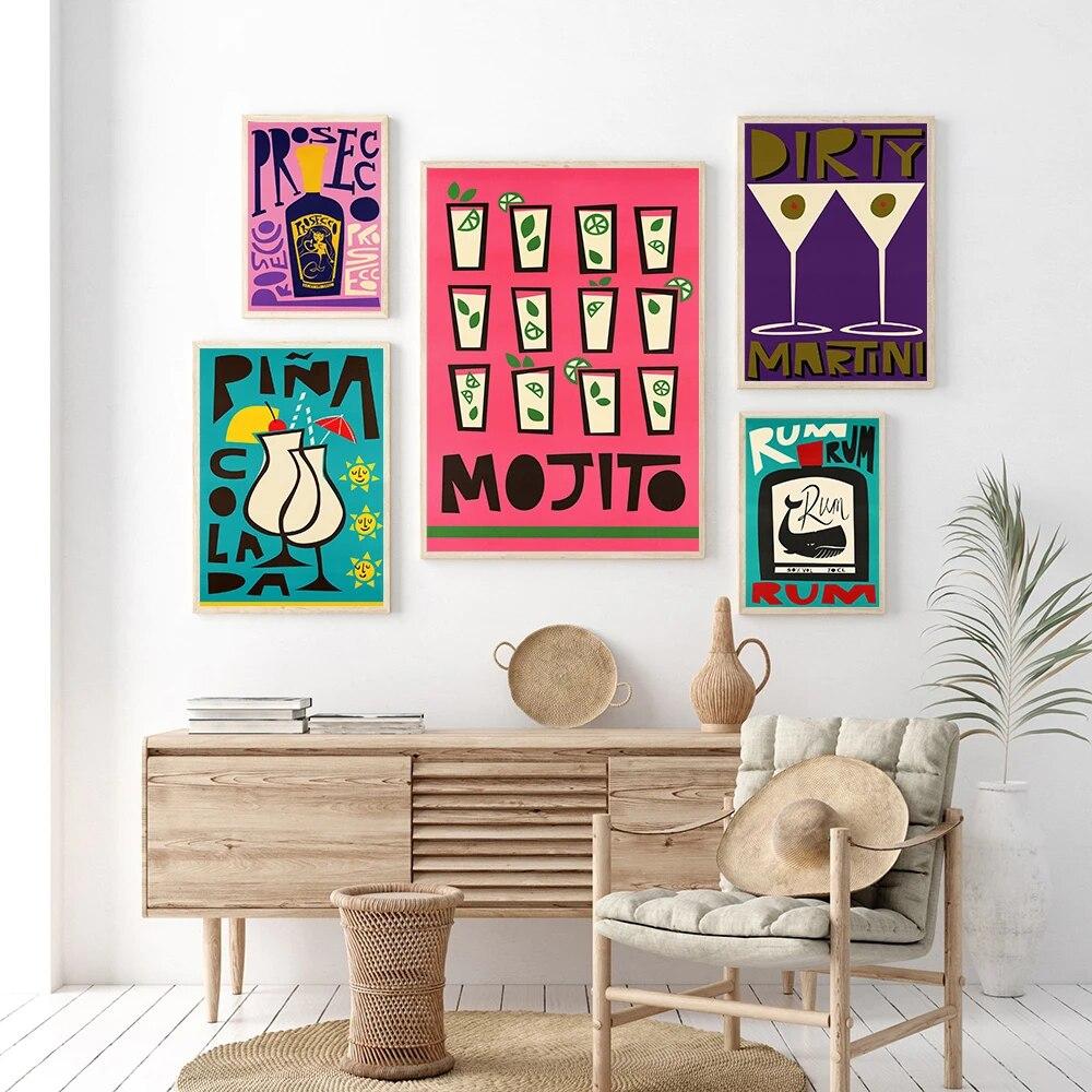 Мохито Коктейль Кухня Плакат Алкоголь Винтаж Холст Картина Гостиная Общежитие Настенная Картина