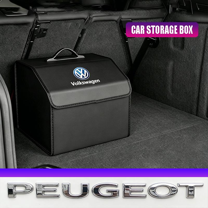 Car Storage Box Multiuse Leather Organizer Bag Auto Interiors Valve Cap For VW Golf Amarok T5 Phaeton Teramont ID3 Tiguan T-Cros