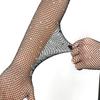 1 Pair Women Prom Arm Sleeves See-through Hollow Out Fishnet Rhinestone Decor Ultra Thin Fingerless Performances Bride Wedding Photo Prop Arm Cuffs