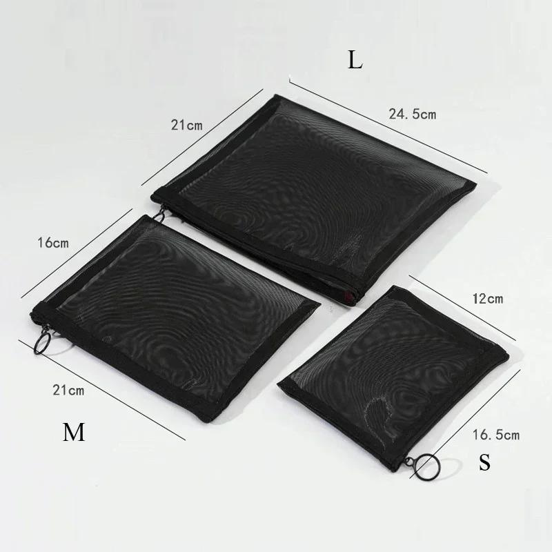 1 шт. сетчатые прозрачные косметички маленькие большие прозрачные черные косметички портативный дорожный органайзер для туалетных принадлежностей чехол для хранения помады