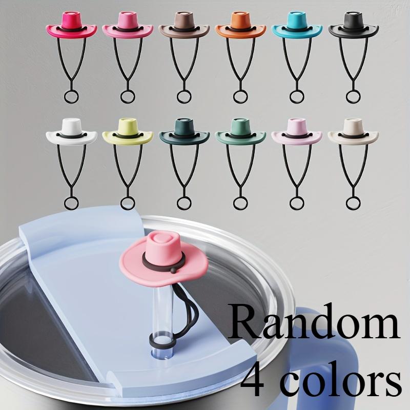 4 шт. Милые силиконовые колпачки для соломинок в виде ковбойской шляпы - Многоразовые, пищевые декоративные крышки для чашек и напитков, совместимые со соломинками 10 мм, идеально подходят для дома