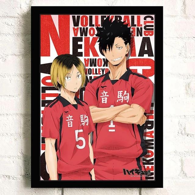 Каркас из цельного дерева, японское аниме Haikyuu! Волейбольная настенная живопись на холсте, плакаты на скандинавскую тему и печатные изображения, современное украшение для гостиной и дома