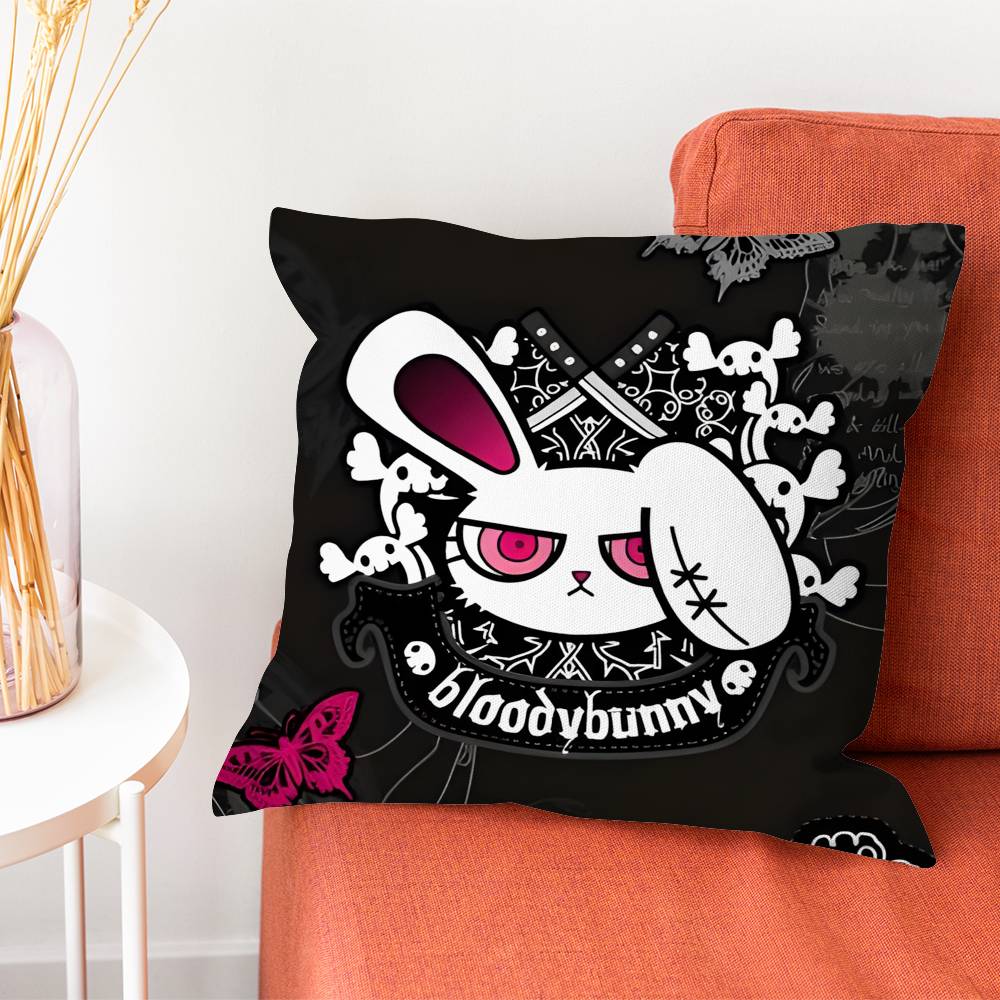 BBloody Bunny Pillow Case Plush Fabric Soft DoubleSided Printed Sofa Warm Winter Home Gift Cushion Cover