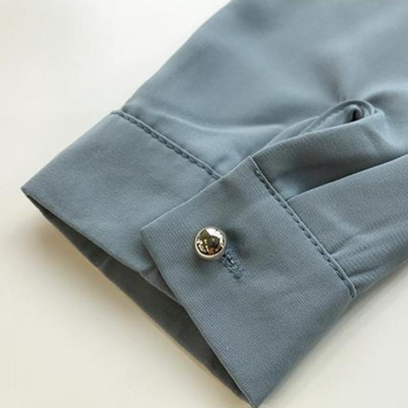 Chiffon Shirt Women's Spring and Autumn Loose Plus Size Blouse Long-sleeved Professional OL Shirt