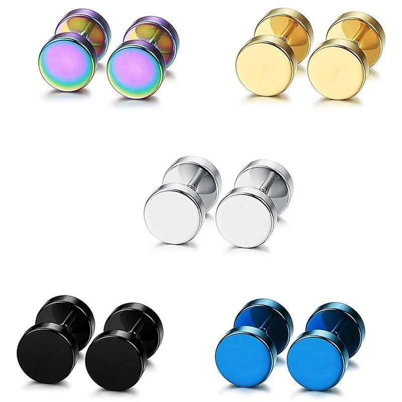 Dumbbell Fashion Round Dumbbell Set Stainless Steel Earrings Stud Earrings Ear Plugs Tunnel