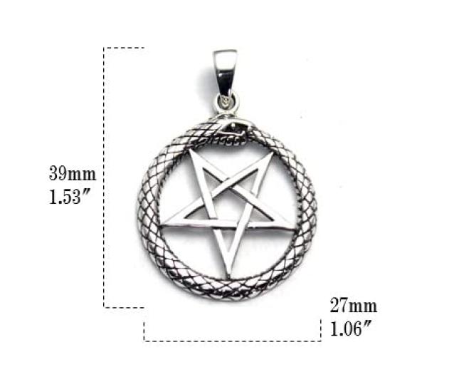Pentagram Devil Star Star Snake Reptile Pendant Silver 925