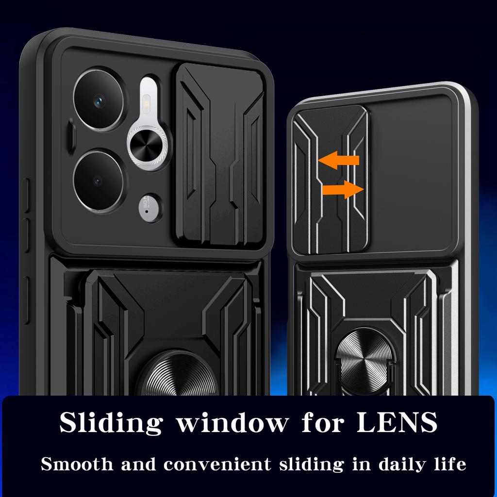 Для Realme 14 5G Чехол ПК+ТПУ Подставка Задняя крышка телефона со слайдером для камеры