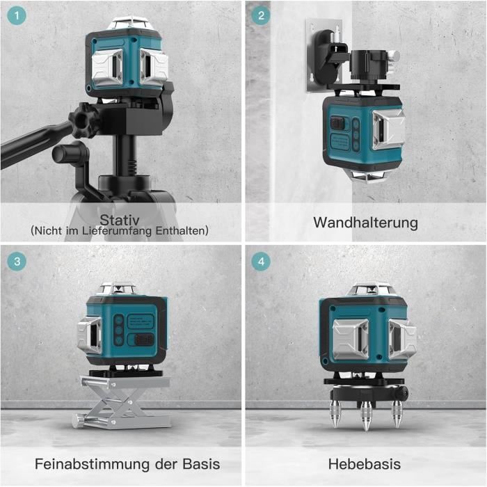 Niveau Laser - Bogseth - 4x360° - Autonivelant - Sans fil - Mode Manuel