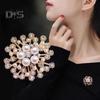 Women Brooch Snowflake Shape Rhinestone Faux Pearl Decor Anti-slip Wear-resistant Suit Coat Collar Hat Scarf Decoration Clothes Pin Prom Party