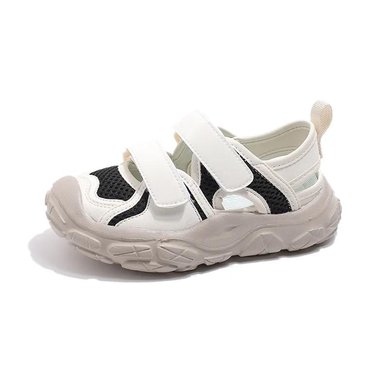 Новые детские сандалии для мальчиков 2024 года, летние детские повседневные спортивные сандалии, модные ажурные лоскутные туфли для девочек, школьные, для бега, пляжная обувь
