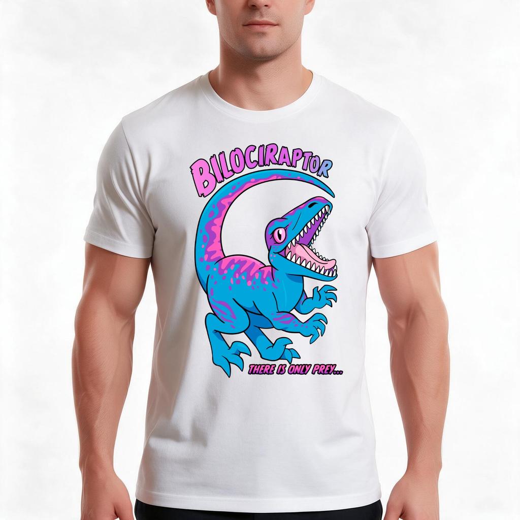 Bilociraptor There Is Only Prey Tshirt Summer Casual Cotton Tee Oversized Streetwear Tops Vintage Graphic Print