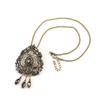 Sunspicems Boho Crystal Flower Gray Pendant Necklace For Women Ancient Gold Color Ethnic Wedding Necklace Vintage Jewelry Gifts