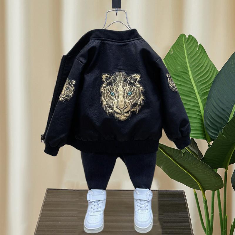 Весенняя куртка из искусственной кожи для мальчиков, верхняя одежда для малышей, детская одежда, детская одежда, куртка из искусственной кожи на молнии, пальто