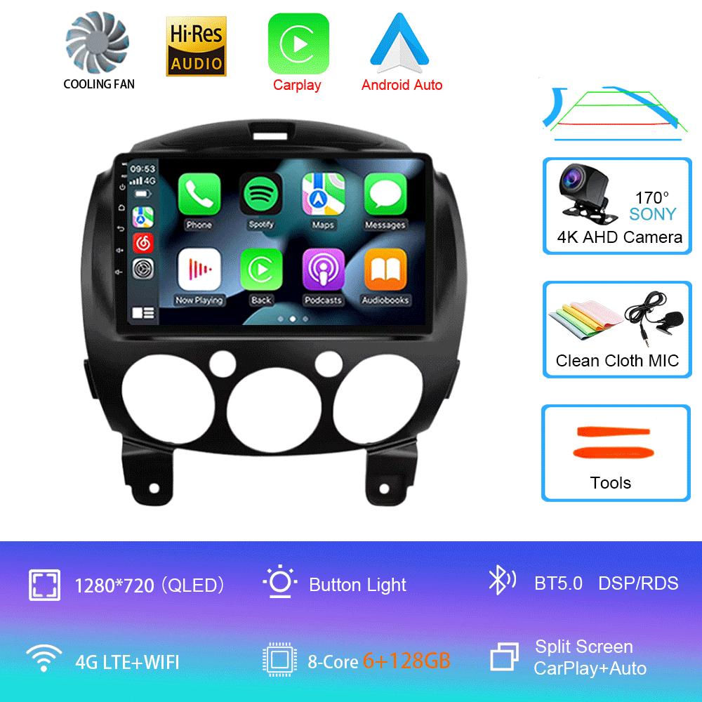 Android 14 For MAZDA 2 Mazda2 2007 2008 2009 2010 - 2014 Car Radio Stereo Player Support Tablet WiFi GPS Navigation 360 Camera