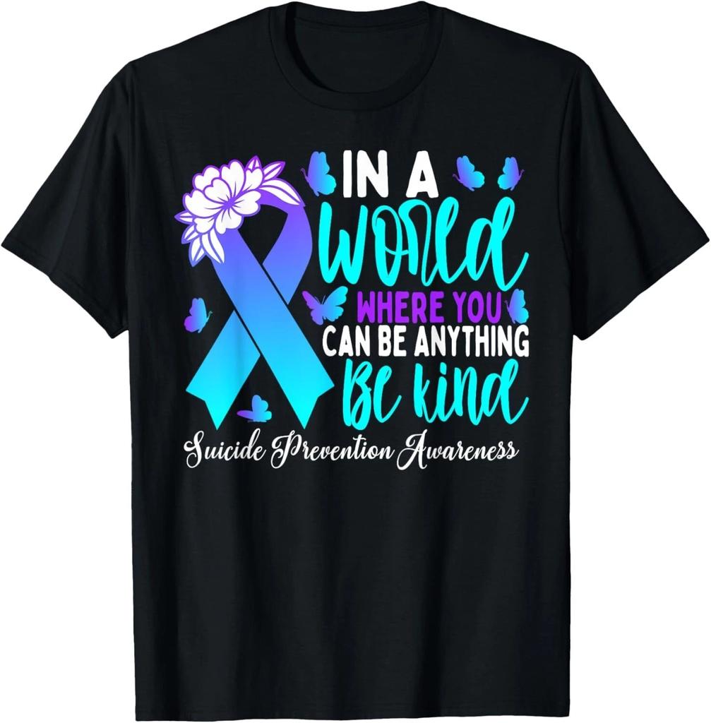Be Kind Teal Purple Ribbon Suicide Prevention Awareness T- Shirt