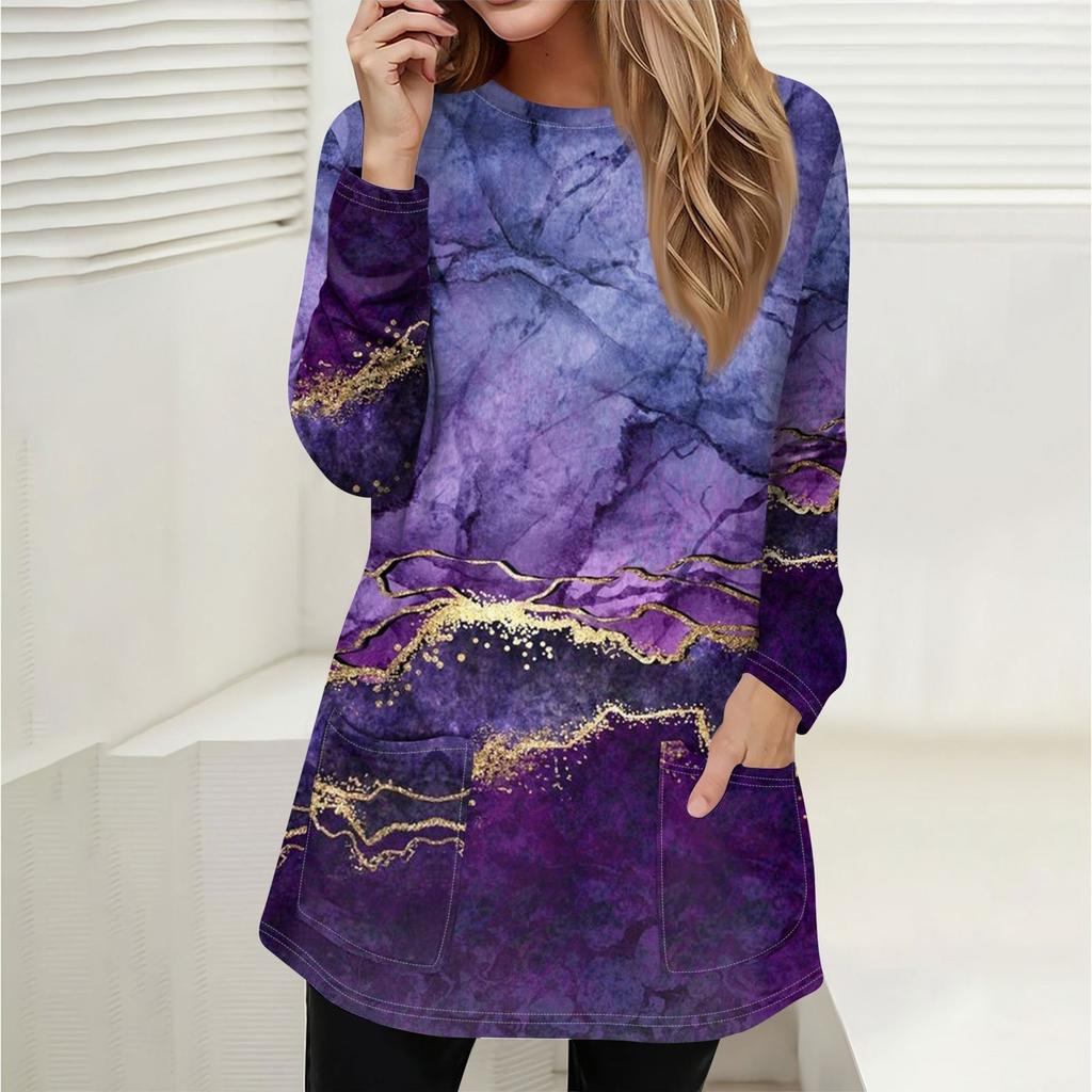 Женская толстовка, пуловер, спортивная одежда, карман, принт, повседневный топ с круглым вырезом и длинными рукавами