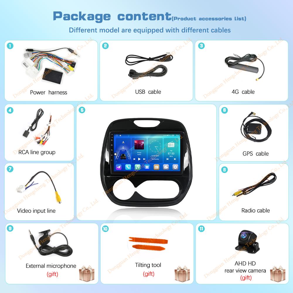 9Inch For Renault Kaptur 2016-2019 GPS Navigation Radio Android12 8Core 8+128G CarPlay 4G 360Camera Car Multimedia Video Player