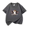 Kids Cotton T Shirt Light Brown Spotted Baby Cow Peeking Print Crew Neck Short Sleeve Tee Casual Boys Girls Summer Tops
