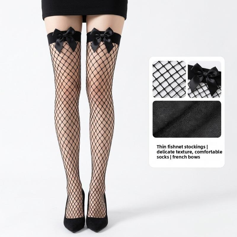 Breathable bow-knit stockings for beautiful skin, brightening effect, sexy appearance, making legs look longer and shaping the figure - mesh stockings