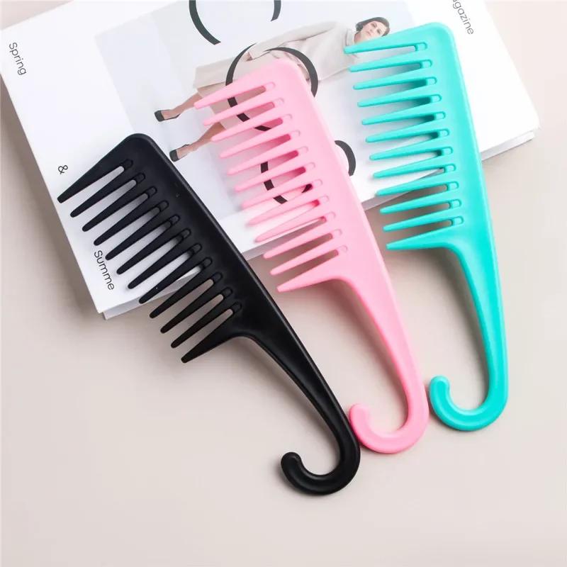 Wet Hair Curling Comb Heat Resistant and Antistatic Bath Comb Wide Toothed Hair Combing Tool with Hook
