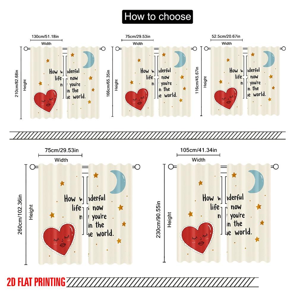 2 шт. 2D плоская печать Шторы Как Прекрасна Жизнь Вы Полиэстер Ткань Без Электричества Праздничный Праздник Идеально для Помещения