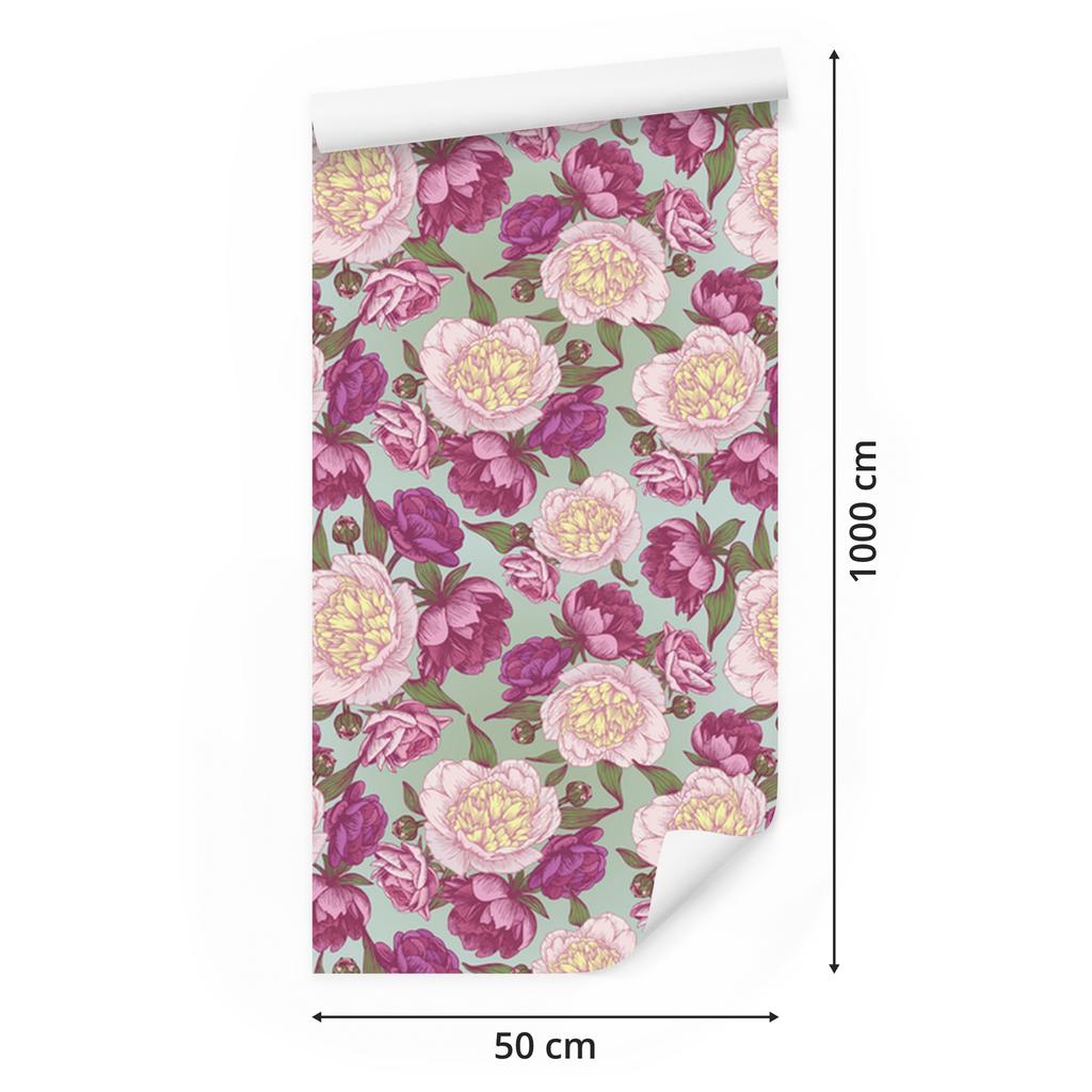 Wallpaper Beautiful Peonies in Shades of Pink for the Living Room and Bedroom 50x1000