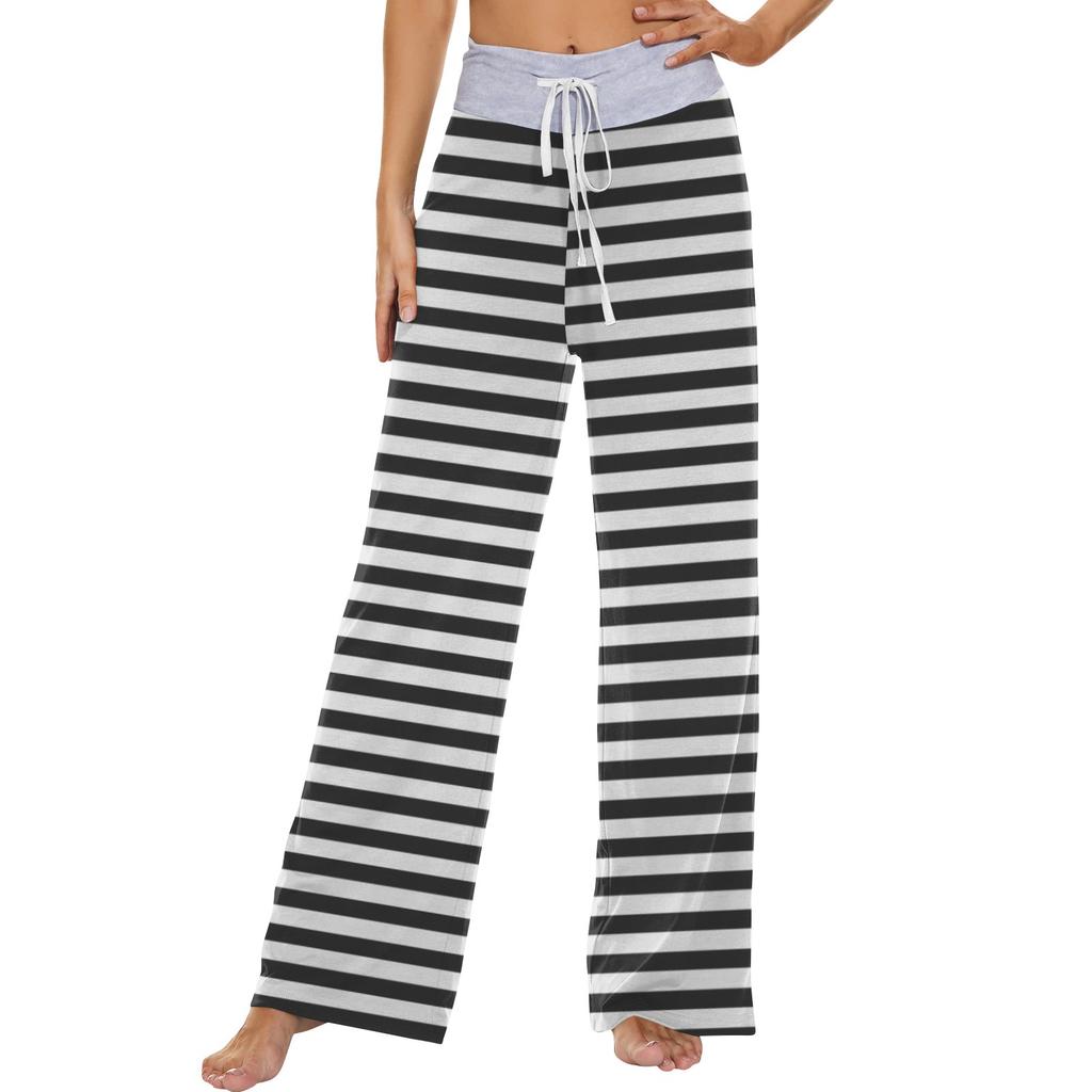 Женские модные повседневные удобные пижамные брюки с принтом и широкими штанинами на шнурке