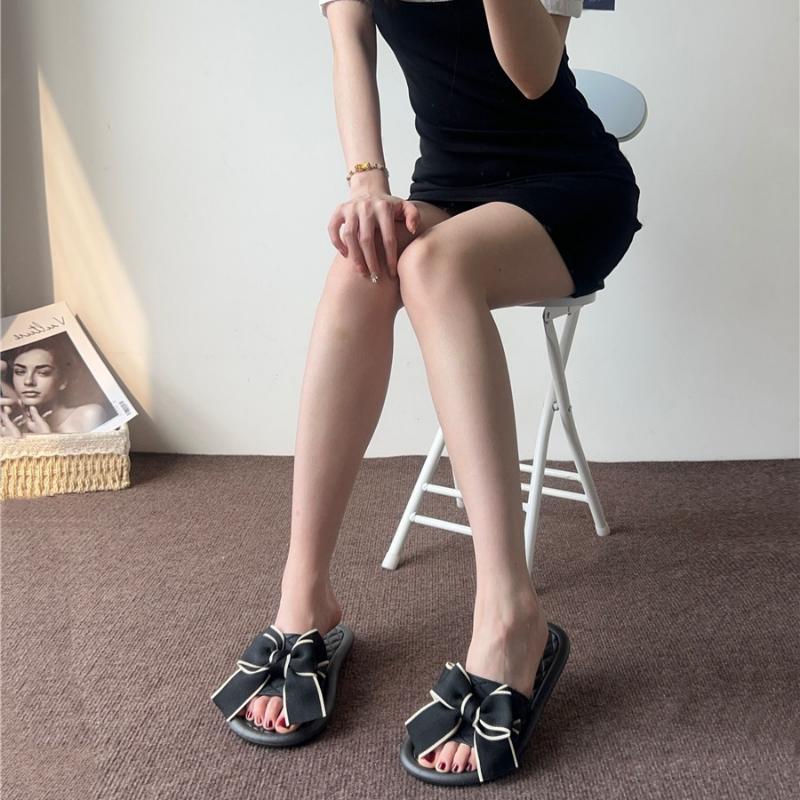 WTEMPO Тапочки с галстуком-бабочкой для женских студенческих общежитий, противоскользящие мягкие подошвы в сказочном стиле, удобные и универсальные элегантные повседневные тапочки