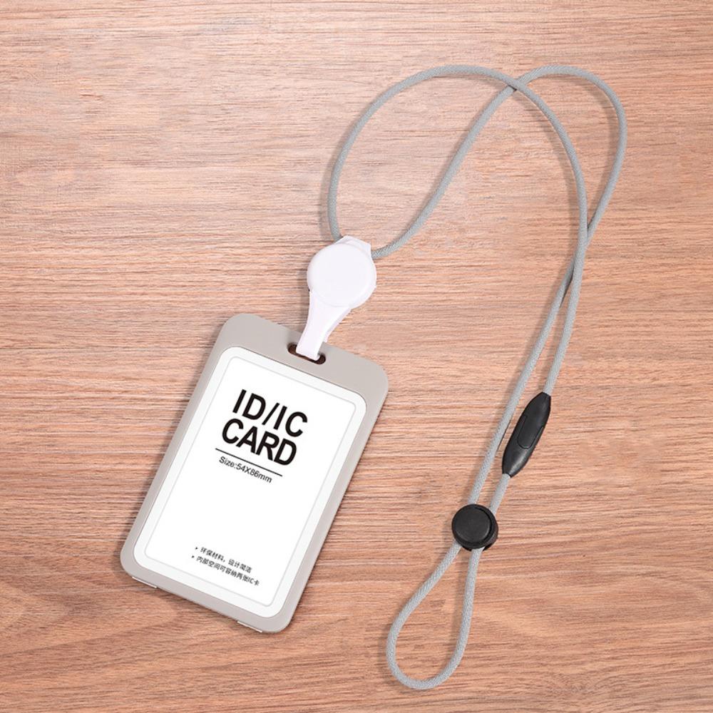 Double Sides Card Holder Transparent with Lanyard Card Bag Retractable Badge Reel Removable Card Case Office Supplies