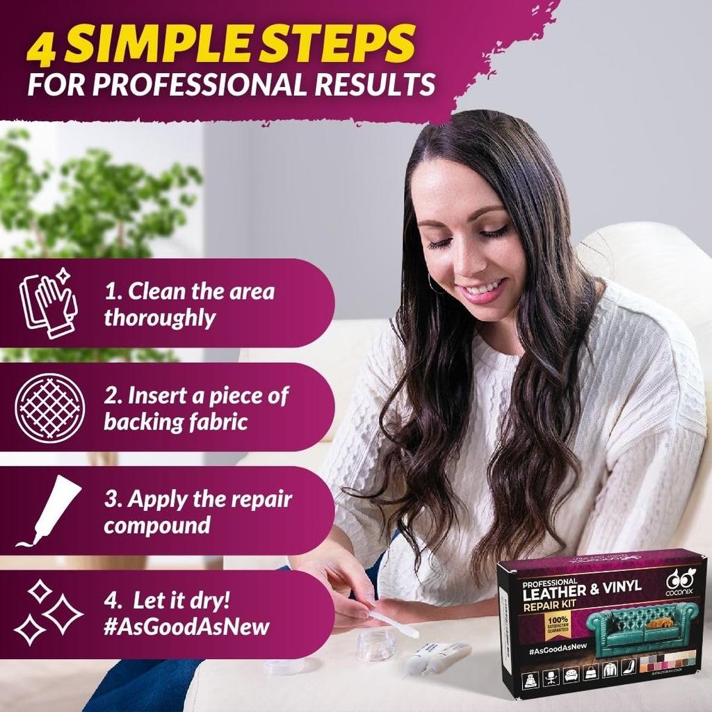 Коричневый кожаный виниловый ремонтный комплект - Диван, сиденье автомобиля, натуральная кожа, итальянский клей для кожи, полиуретан Bycast Leather