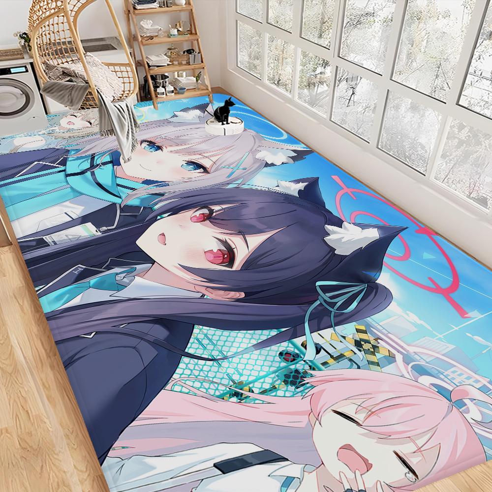 Blue Archive Room Mats Anti-slip Absorb Water Long Strip Cushion Bedroon Mat Household Carpets
