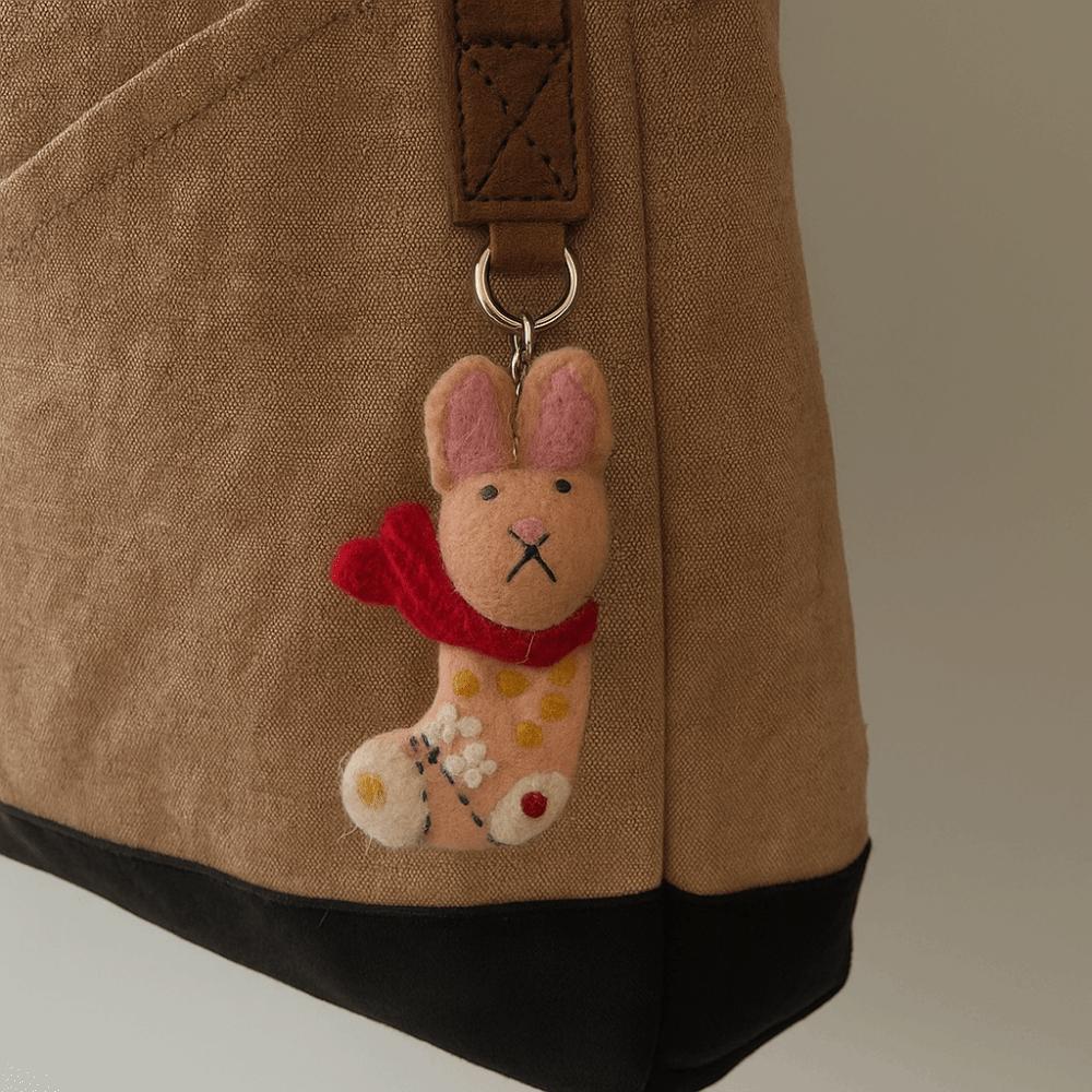 Puppy Wool Felt Animal Pendant Dog Cartoon Keychain Cartoon Rabbit Keyring Couple