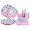 Ослепительный одноразовый набор для девочек на день рождения, красочный декоративный набор посуды, чашка, бумажная тарелка, скатерть
