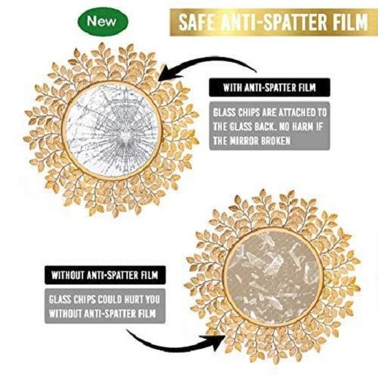 Зеркало настенное, не ржавеющее и устойчивое к погодным условиям - Идеальное зеркало для гостиной, ванной комнаты, спальни, фойе | прихожей, зоны умывальника - Золотое 1 шт.