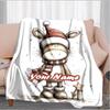 1PC Custom Name Christmas Donkey flannel blanket versatile, all-season throw suitable for the living room, bedroom, camping, travel, and gift