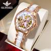 OUPINKE New Business and Leisure Ladies Watch Elegant Light Luxury Waterproof Luminous Diamond Inlaid Mechanical Watch High-end Watch