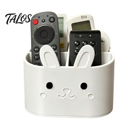 Talos 3D Printed Remote Control Holder, Animal Design Storage Box for Desk, 4-Compartments TV Caddy Desktop Organizer