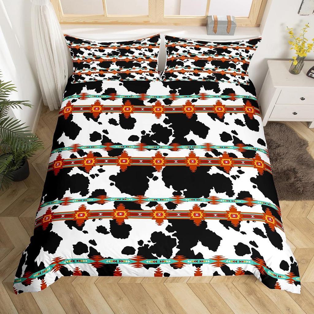 Западные фермерские животные Кожаный трехпредметный пододеяльник 3D цифровая печать Постельное белье