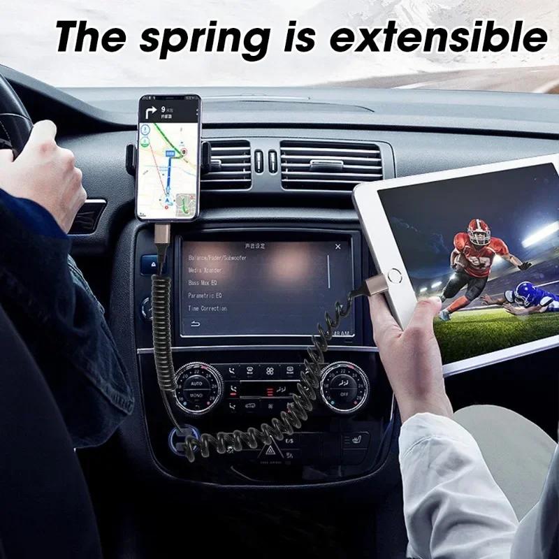 6A USB Type C кабель для быстрой зарядки USB\Type-C на Type-C Carplay пружинный кабель для iPhone 12 13 14 Xiaomi Samsung Huawei кабель для передачи данных