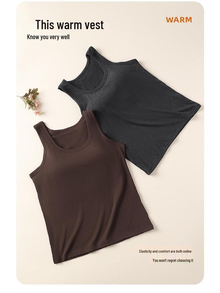 Женская теплая хлопковая майка на осень/зиму с нагрудной вставкой и стильным дизайном спины