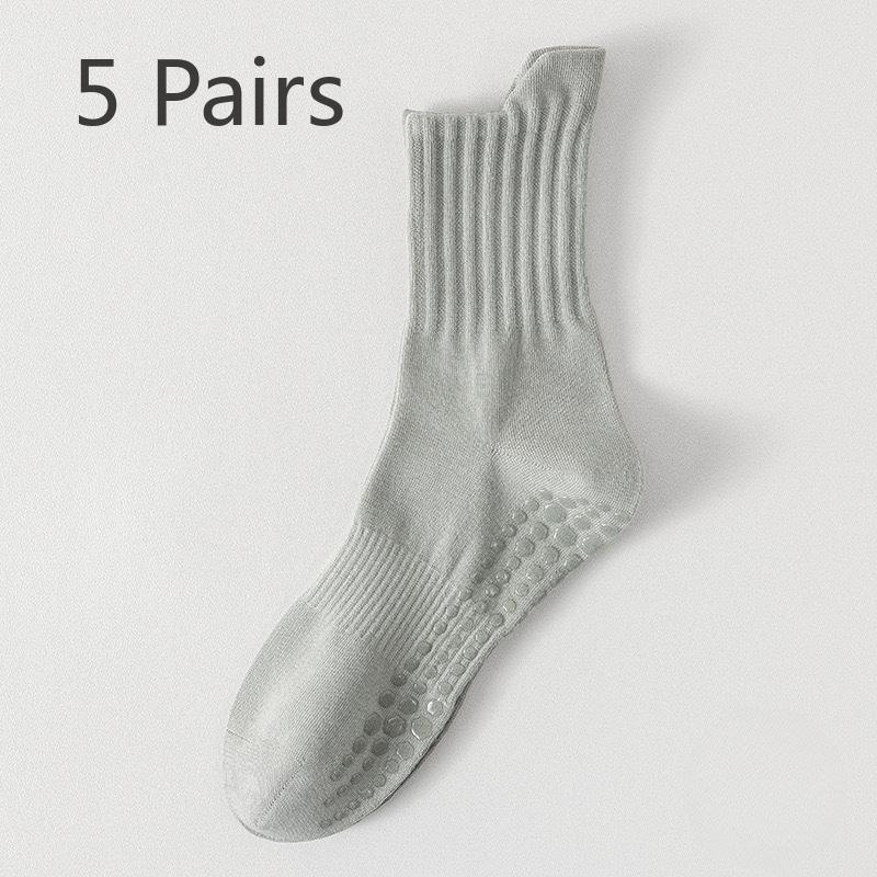 5 Pairs of Full Palm Silicone Non-slip Sports Men's Socks Non-slip Shock-absorbing Running Fitness Sweat-absorbing Breathable Boneless Cotton Socks