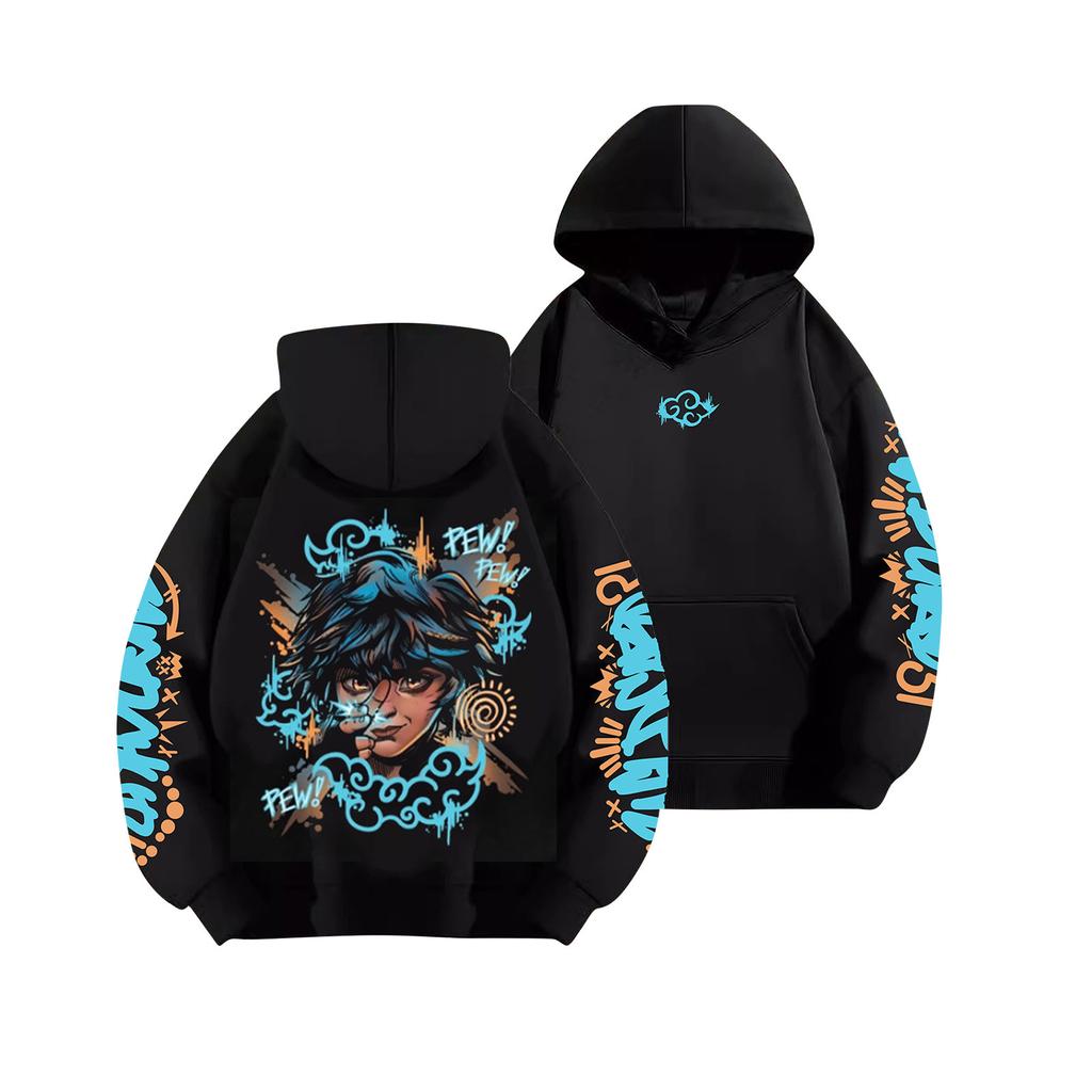 Женская мода O-образный вырез с длинным рукавом и принтом, толстовка с капюшоном