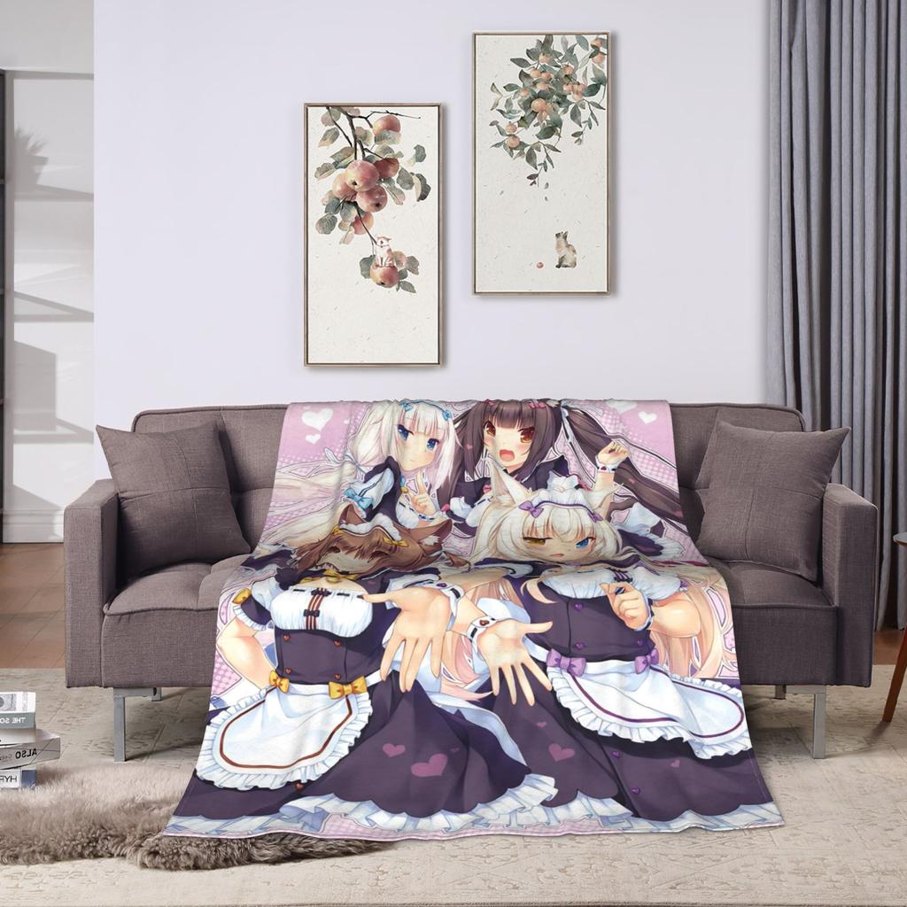 Chocola and Vanilla Catgirls Nekopara Anime Fleece Blankets Awesome Throw Blanket for Home 125100cm Rug Piece