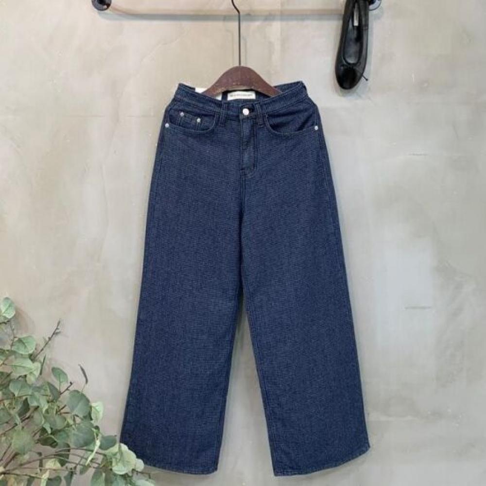 C S In The Room Ykk Zipper Tweed Straight Wide Denim pantS One Color