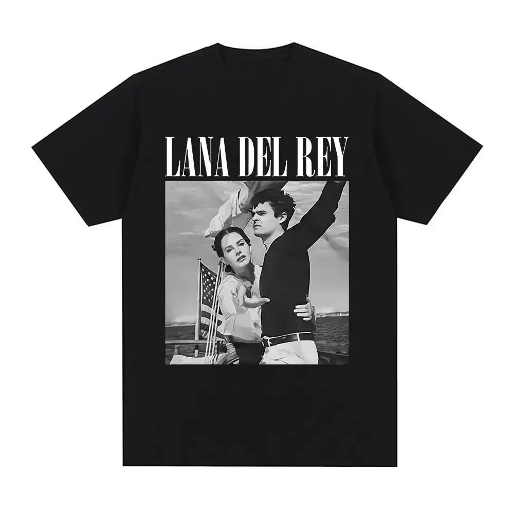 Harajuku Y2k Tops Vintage Hip Hop T Shirts Singer Lana Del Rey Print T Shirt Streetwear Short Sleeve Casual Loose Tee Unisex