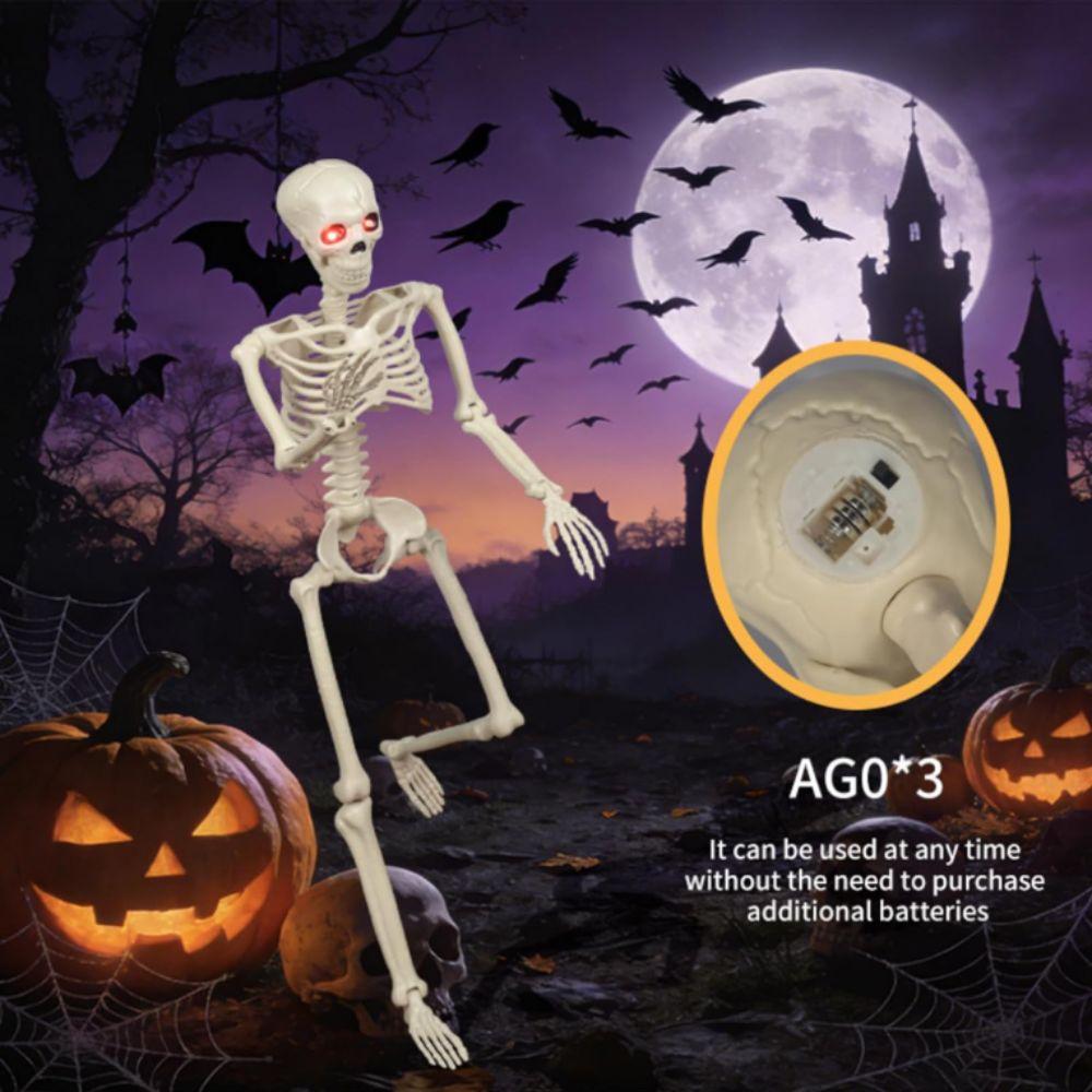 Movable Joints Halloween Skeleton Scary Sound Posable Skeleton Atmosphere Decoration