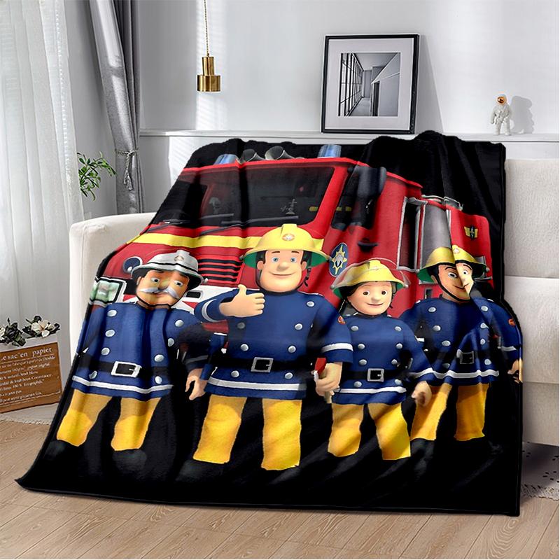 3D Classic Fireman Sam Child Cartoon Blanket,Soft Throw Blanket for Home Bedroom Bed Sofa Travel Picnic Cover Kids Gift