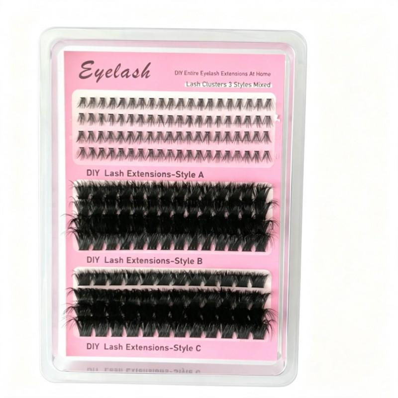 Russian Fluffy Curly Individual Lash Clusters 150P DIY Self-application False Eyelashes Dense Eye Makeup